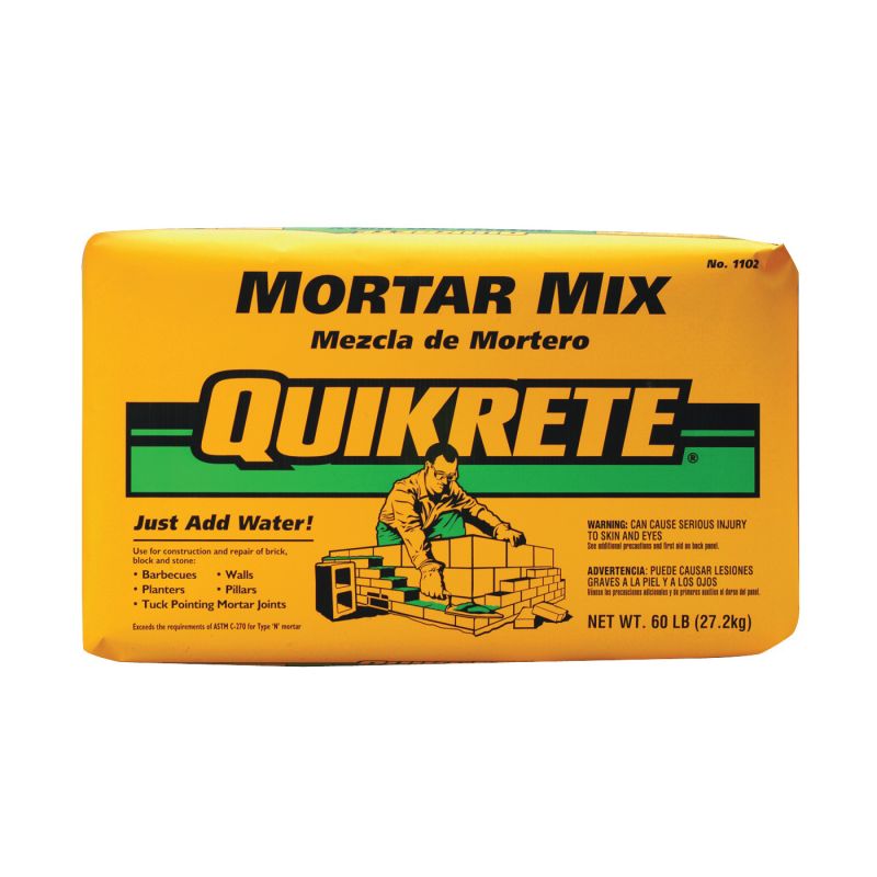 Quikrete 1102-60 Mortar Mix, Gray, Solid, 60 lb Bag Gray