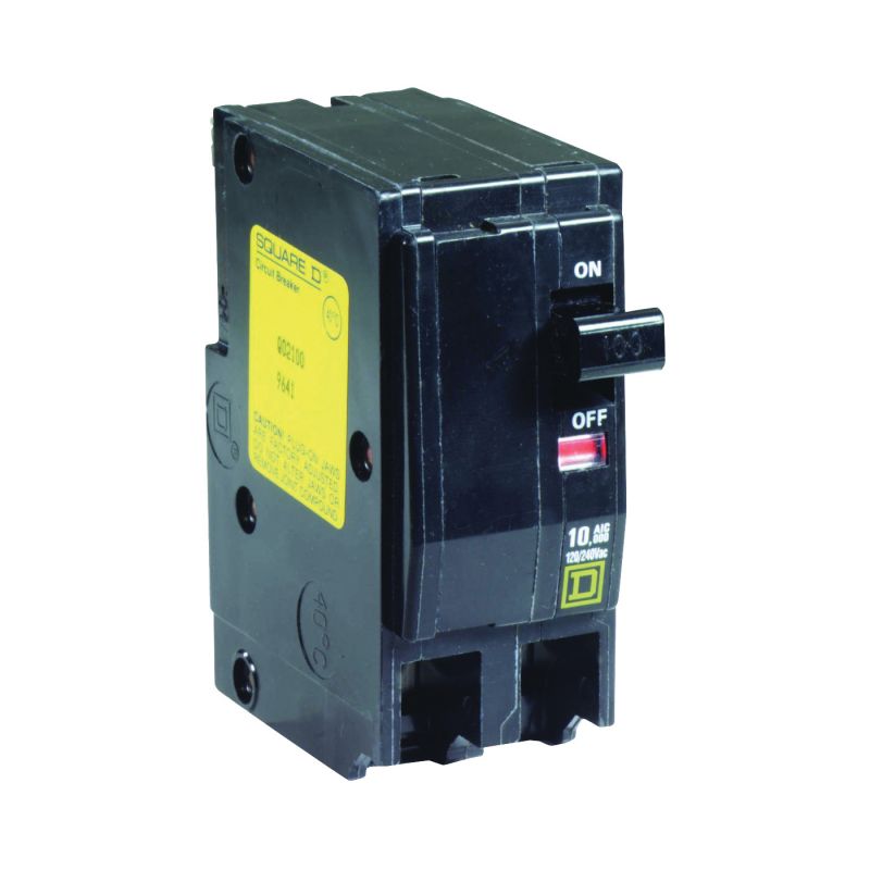 Square D QO QO2100CP Circuit Breaker, Mini, 100 A, 2 -Pole, 120/240 VAC, 48 VDC, Plug Mounting, Black Black