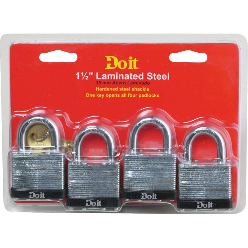 Do it 1-1/2 In. W. Laminated Steel Keyed Padlock With 3/4 In. Shackle Clearance