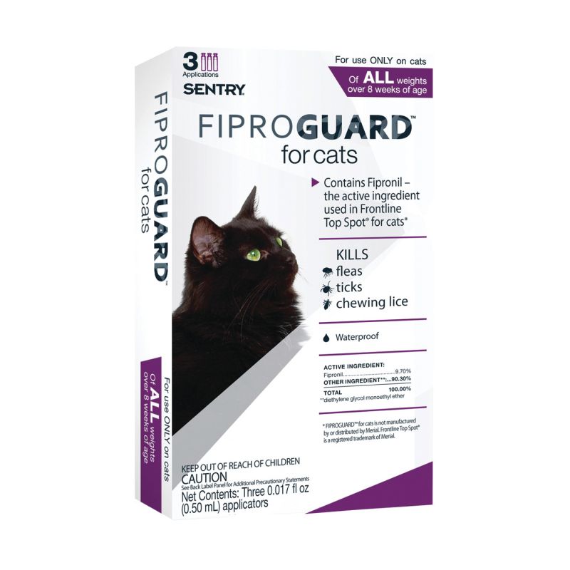 SENTRY Fiproguard 02954 Flea and Tick Squeeze-On, Liquid, 3 Count Clear