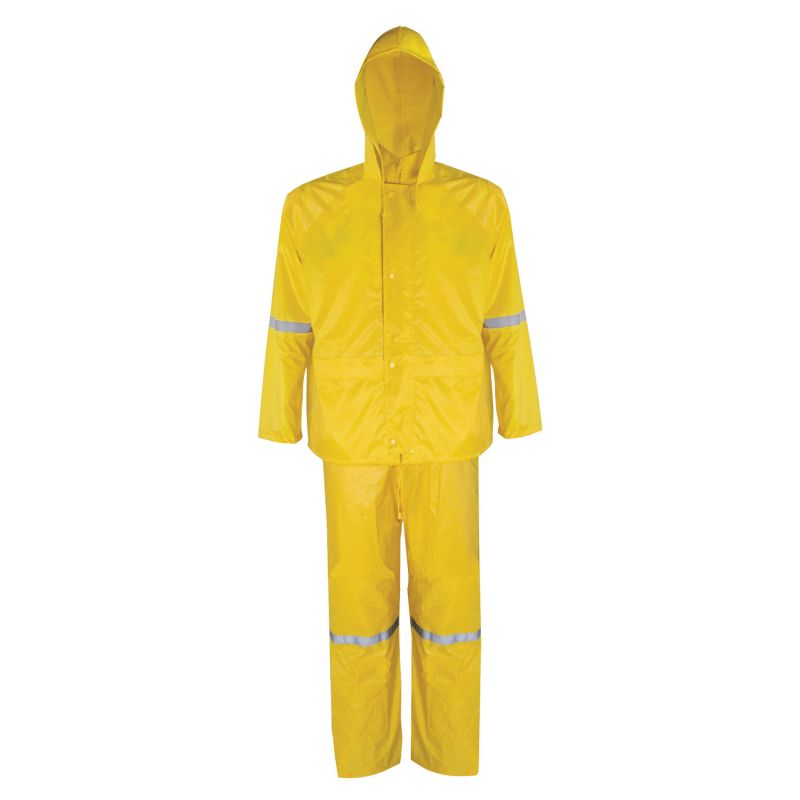 Diamondback RS3-01-L Rain Suit, L, 42 in Inseam, Polyester, Yellow, Concealed Collar, Zipper with Storm Flap Closure L, Yellow