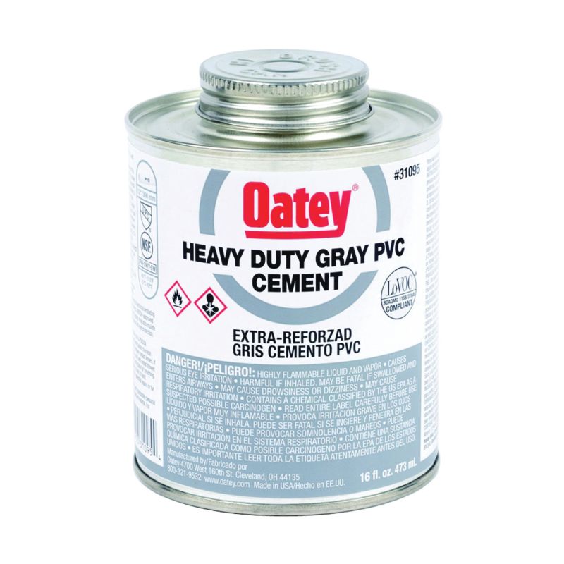 Oatey 31105 Solvent Cement, 32 oz Can, Liquid, Gray Gray