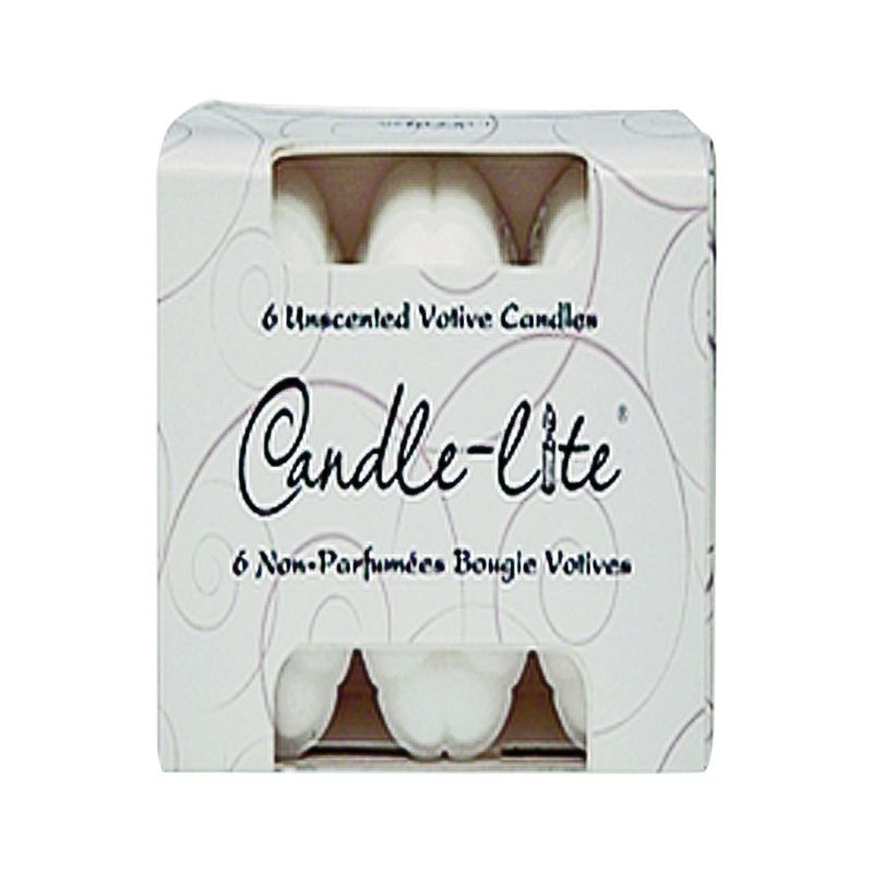 CANDLE-LITE 1601595 Votive Food Warmer Candle, White Candle, 10 hr Burning (Pack of 12)