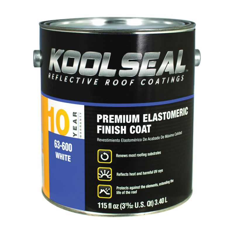 Kool Seal KS0063600-16 Elastomeric Roof Coating, White, 1 gal, Pail, Liquid White