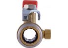 SharkBite Brass Push-Fit Ball Valve with Drain &amp; Mounting Tab 1/2 In. X 1/2 In. X 1/8 In.