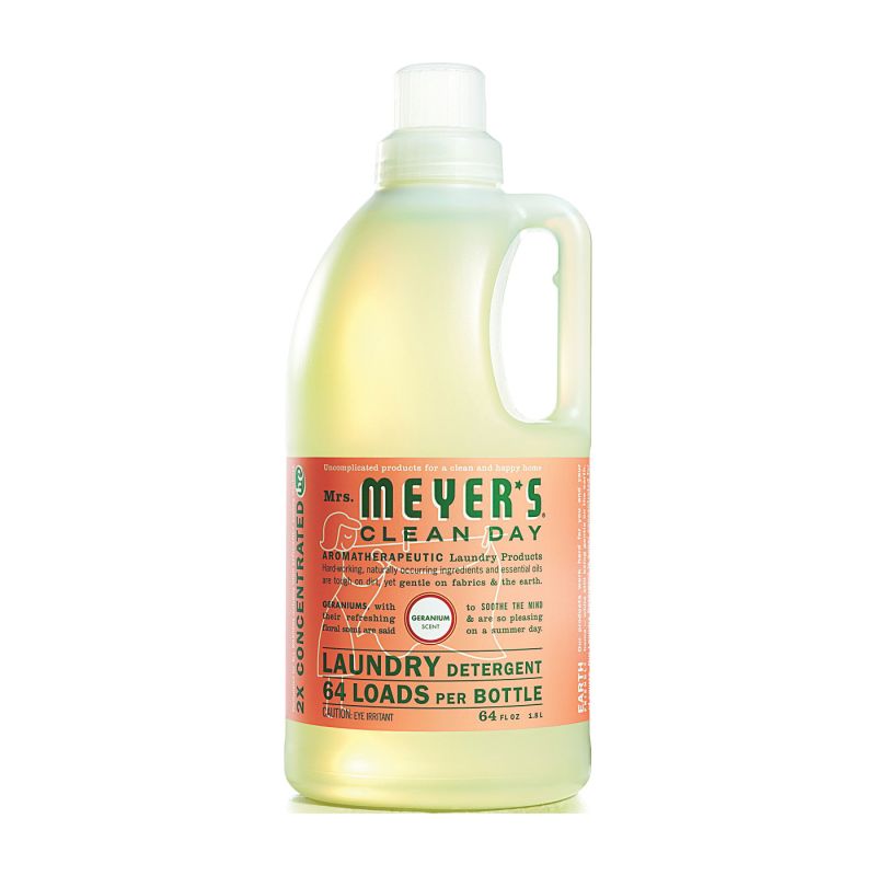 Mrs. Meyer&#039;s Clean Day 14731 Laundry Detergent, 64 oz Bottle, Liquid, Geranium