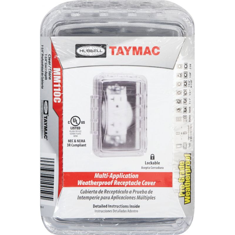TayMac Weatherproof Outdoor Box Flip Cover Single Gang, Clear
