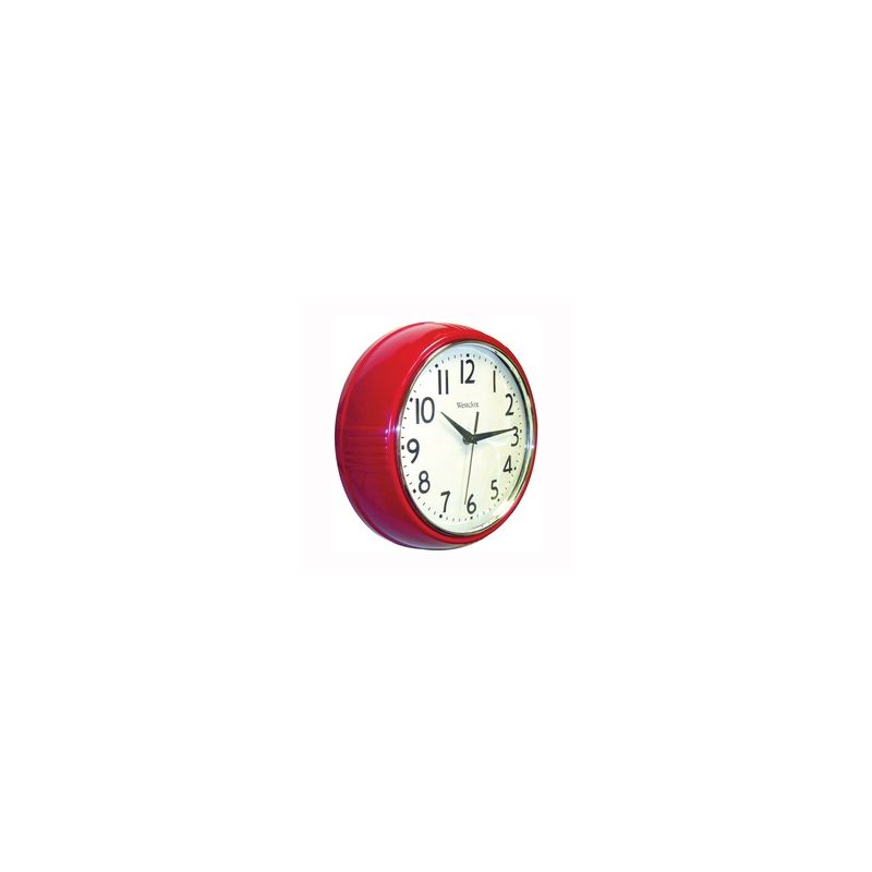 Westclox Classic 1950 Series 32042R Clock, Round, Red Frame, Plastic Clock Face, Analog