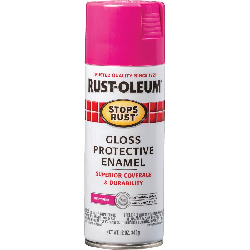 Rust-Oleum Stops Rust Protective Enamel Spray Paint Poppy Pink, 12 Oz.