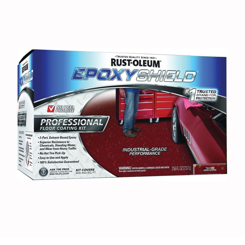 Rust-Oleum 238468 Floor Coating Kit, Semi-Gloss, Tile Red, Liquid Tile Red