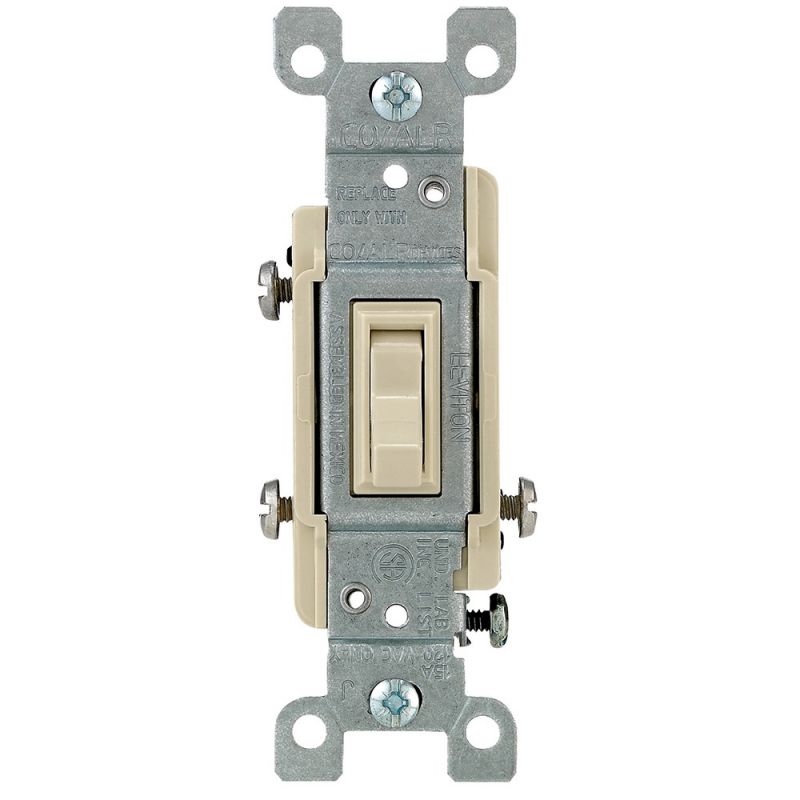 Leviton 2653-2I Toggle Switch, 15 A, 120 V, 3 -Position, Thermoplastic Housing Material, Ivory Ivory