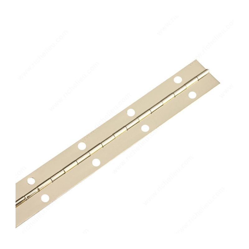 Onward 895BB Piano Hinge, 72 in H Frame Leaf, 0.03 in Thick Frame Leaf, Steel, Brass, Fixed Pin