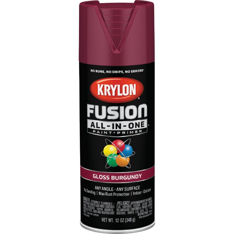 Krylon Fusion All-In-One Spray Paint &amp; Primer Burgundy, 12 Oz.