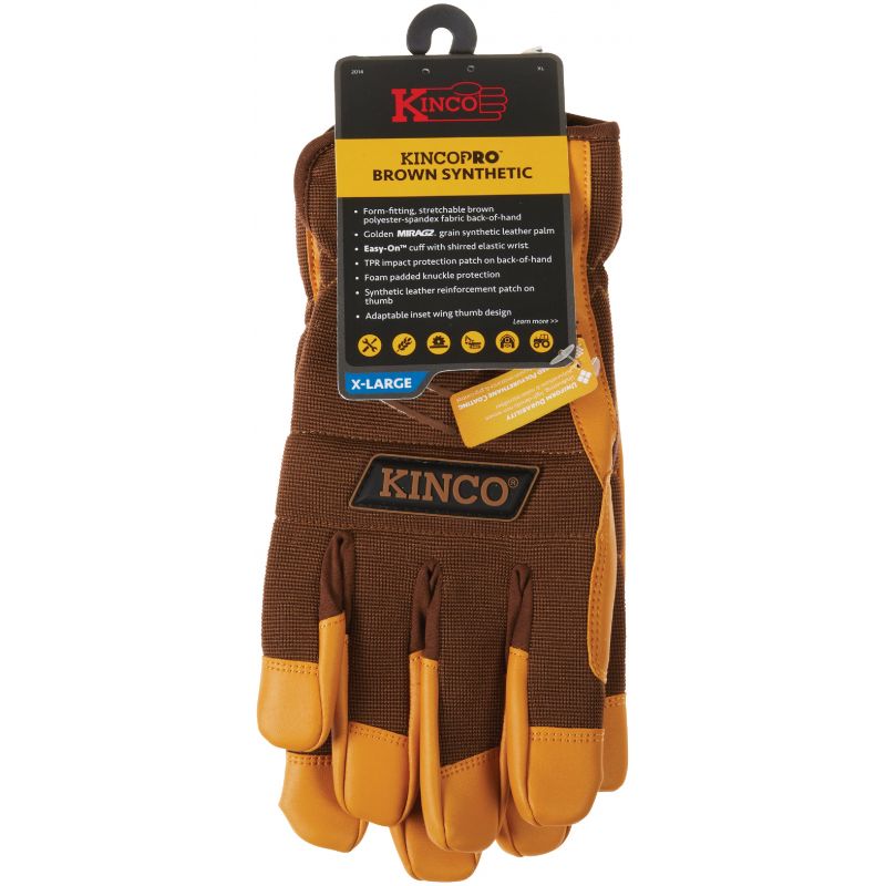 KincoPro Polyester/Spandex Work Glove XL, Brown