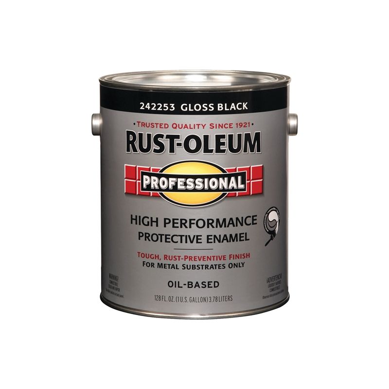 RUST-OLEUM PROFESSIONAL 242253 Protective Enamel, Gloss, Black, 1 gal Can Black (Pack of 2)