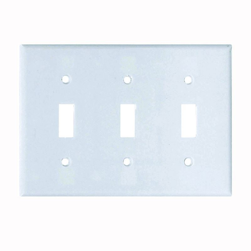 Eaton Wiring Devices 2141W-BOX Wallplate, 4-1/2 in L, 6-3/8 in W, 3 -Gang, Thermoset, White, High-Gloss White