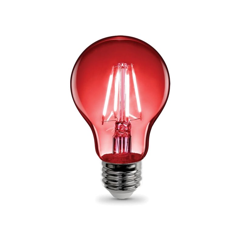 Feit Electric A19/TR/LED LED Bulb, General Purpose, A19 Lamp, E26 Lamp Base, Dimmable, Clear, Red Light