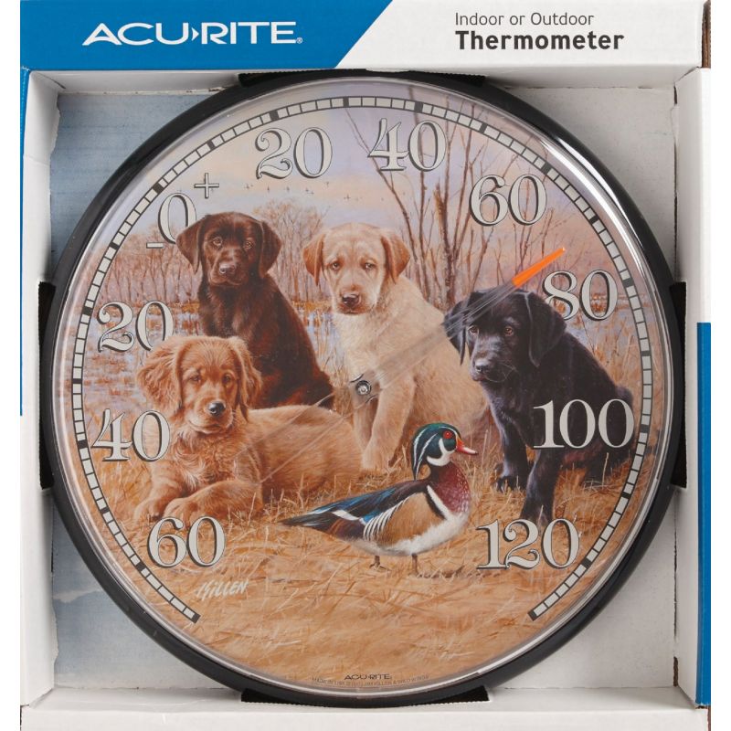 AcuRite Puppies Indoor And Outdoor Thermometer Black Trim
