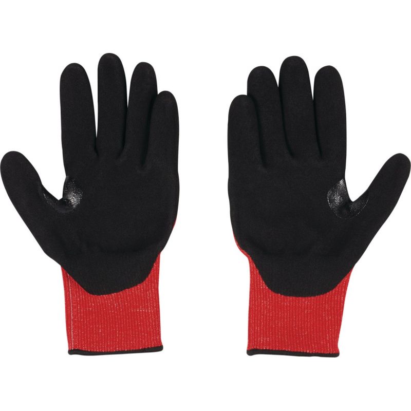 Milwaukee Impact Cut Level 3 Nitrile Work Gloves L, Red &amp; Black