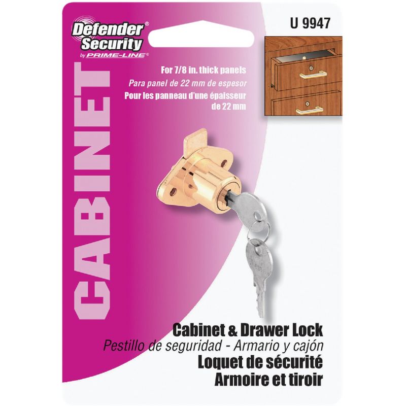 Defender Security Brass Drawer and Cabinet Lock 5/16 In., Brass