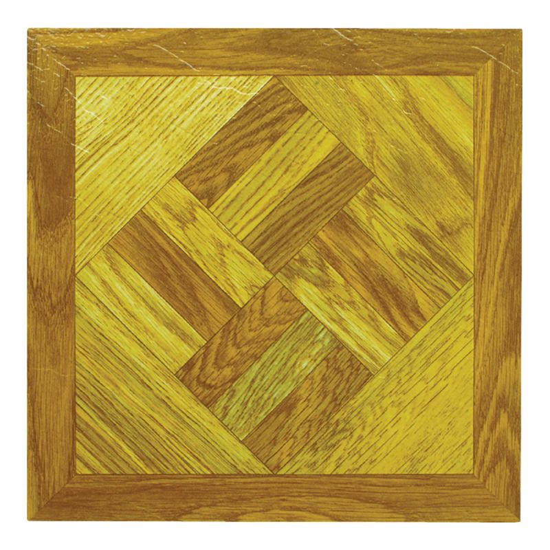 ProSource ELE-1518-3L Vinyl Floor Tile, 12 in L Tile, 12 in W Tile, Square Edge, Wood Geometric Wood Geometric