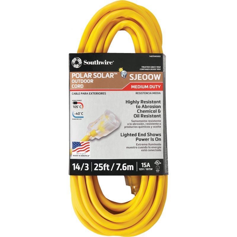 Coleman Cable 14/3 Cold Weather Extension Cord Yellow, 13