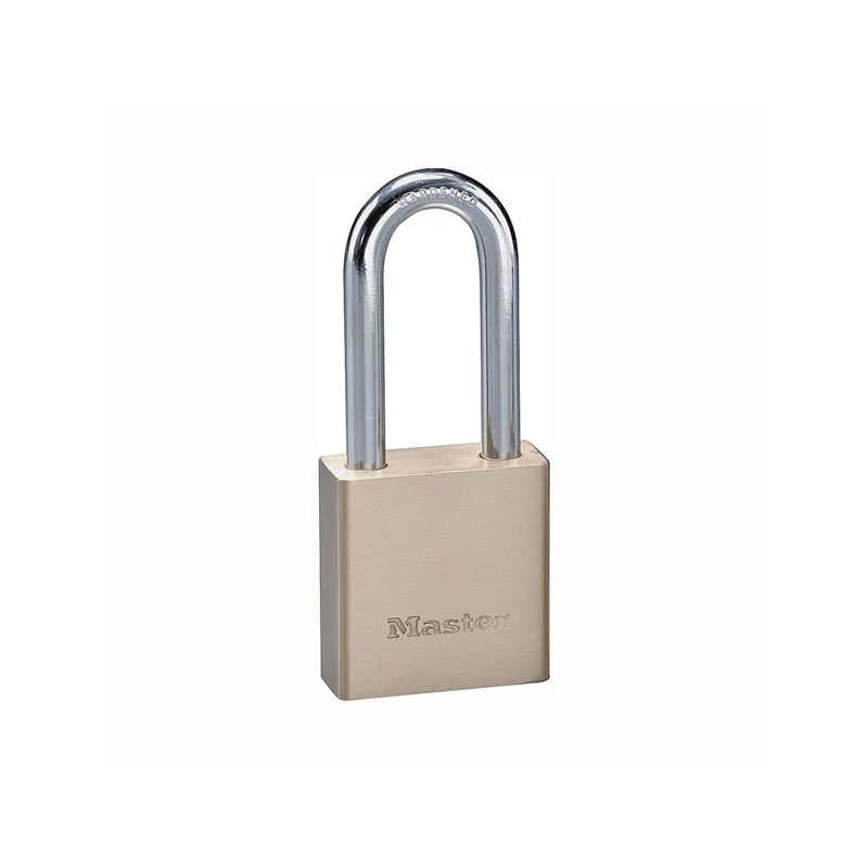 Master Lock 576DLHPF Padlock, Keyed Different Key, 5/16 in Dia Shackle, Steel Shackle, Brass Body, 1-3/4 in W Body