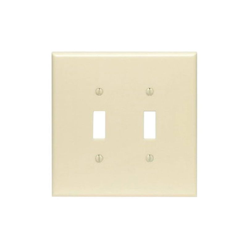 Leviton 86109 Wallplate, 5-1/4 in L, 5.31 in W, 2 -Gang, Plastic, Ivory Oversized, Ivory