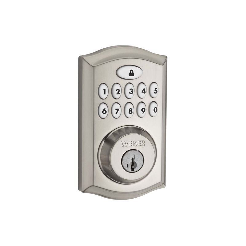Weiser SmartCode Series GED1700 SMT 15 Electronic Lock, Keyed Key, Metal, Satin Nickel, 2-3/8, 2-3/4 in Backset