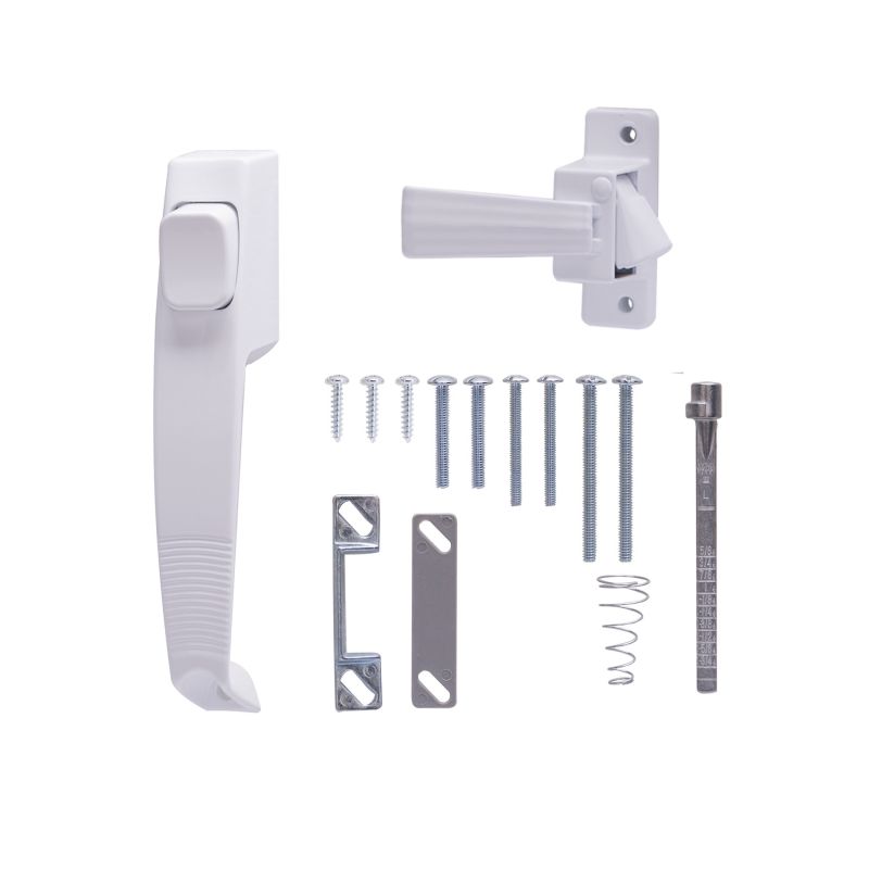 ProSource 47015-UW-PS Pushbutton Latch, Zinc, White, 5/8 to 1-1/2 in Thick Door, 5/8 in Backset White