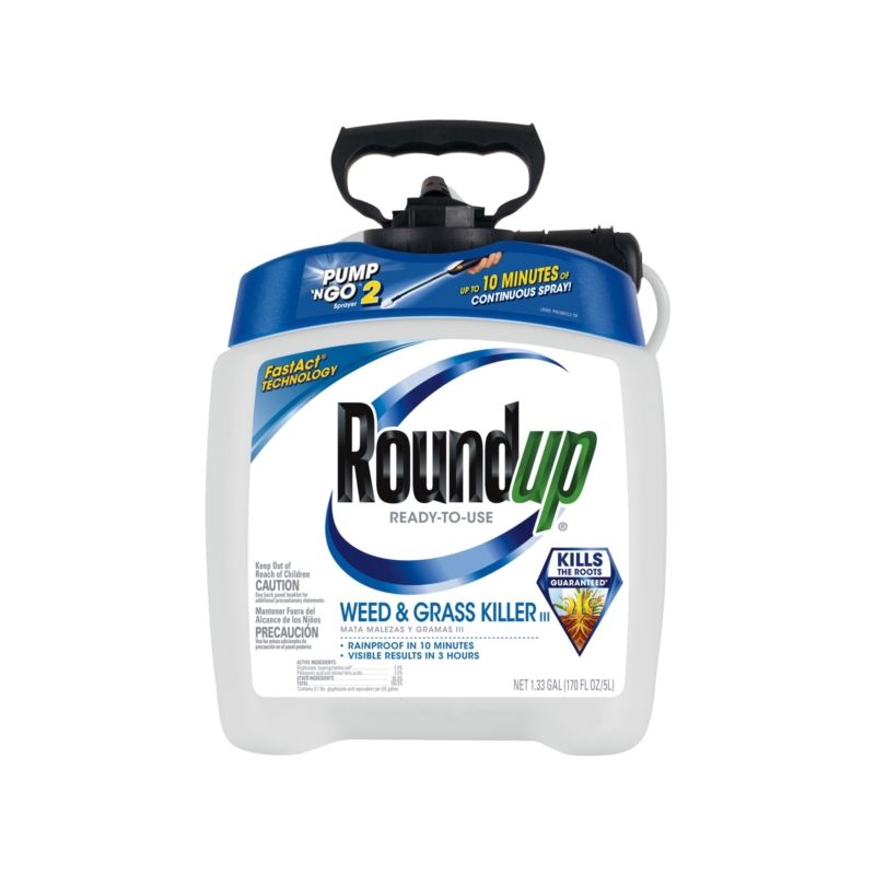 Roundup 5100114 Weed and Grass Killer, Liquid, Spray Application, 1.33 gal Hazy