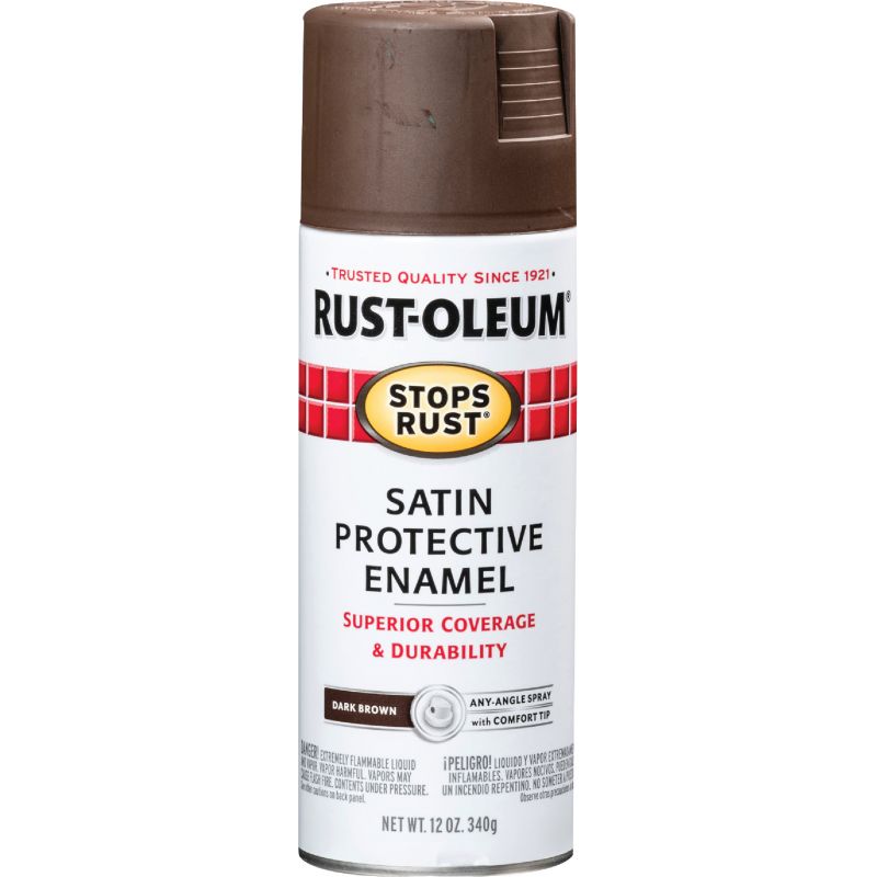 Rust-Oleum Stops Rust Protective Enamel Spray Paint Dark Brown, 12 Oz.