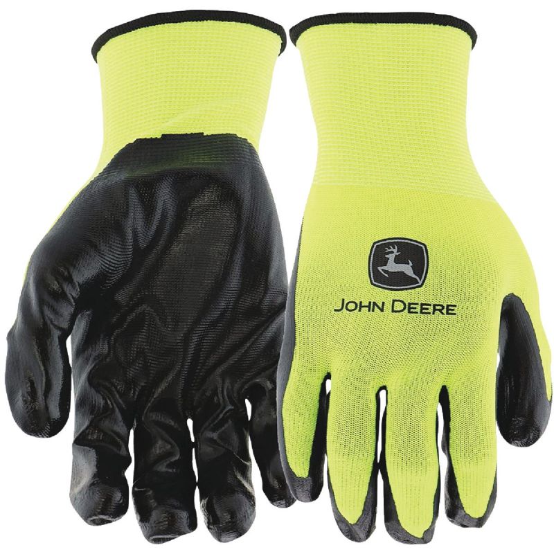 John Deere Touchscreen Nitrile Coated Gloves L, Black &amp; Yellow