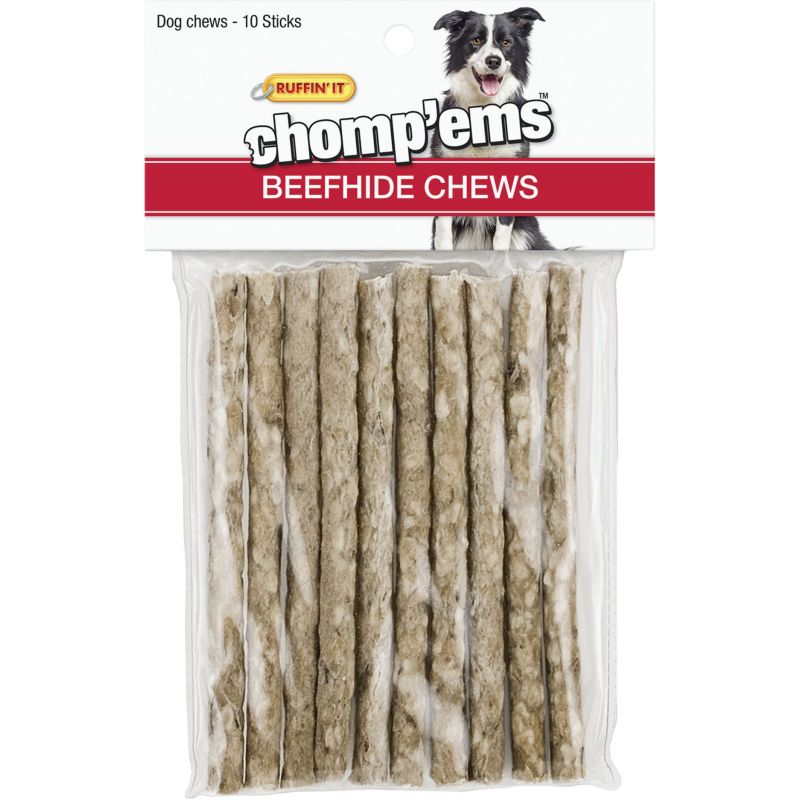 Westminster Pet Ruffin&#039; it Chomp&#039;ems Beefhide Chew 10-Pack