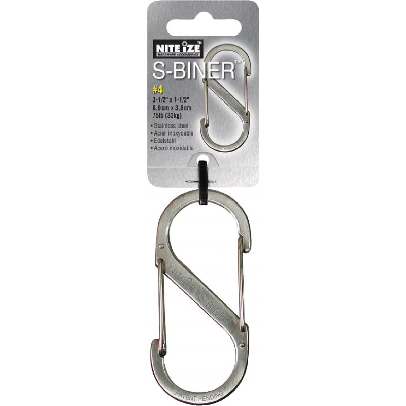 Nite Ize S-Biner S-Clip Key Ring Size 4, Stainless Steel