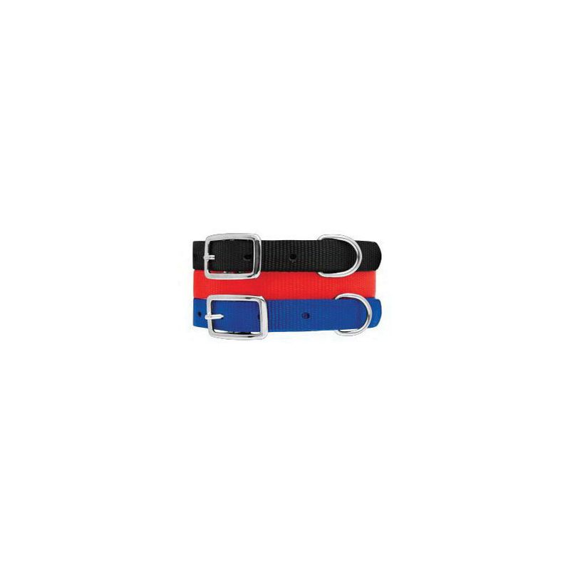 Ruffin&#039;It 31414 Dog Collar, S, 14 in L, 5/8 in W, Nylon, Black/Blue/Red Black/Blue/Red