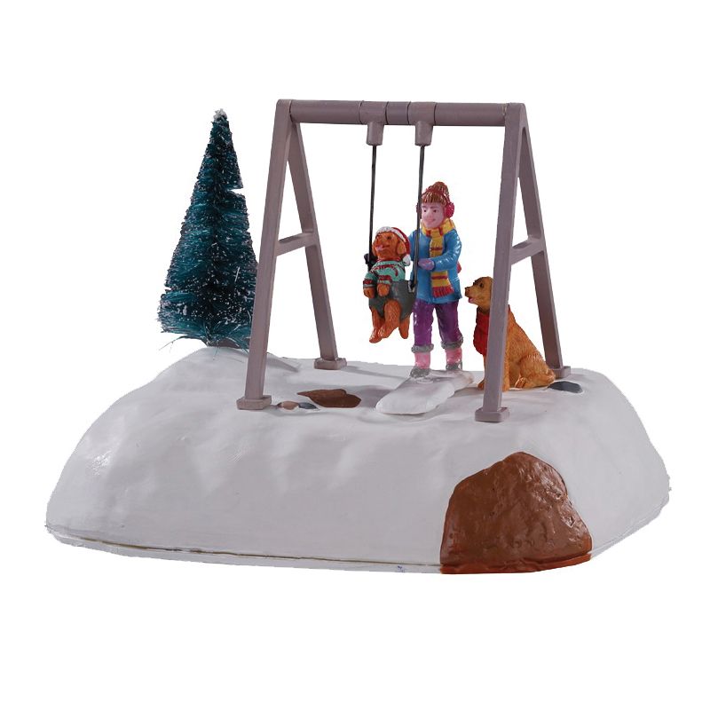 Lemax 14836 Puppy Gets a Swing Ride Figurine, 4.5 V