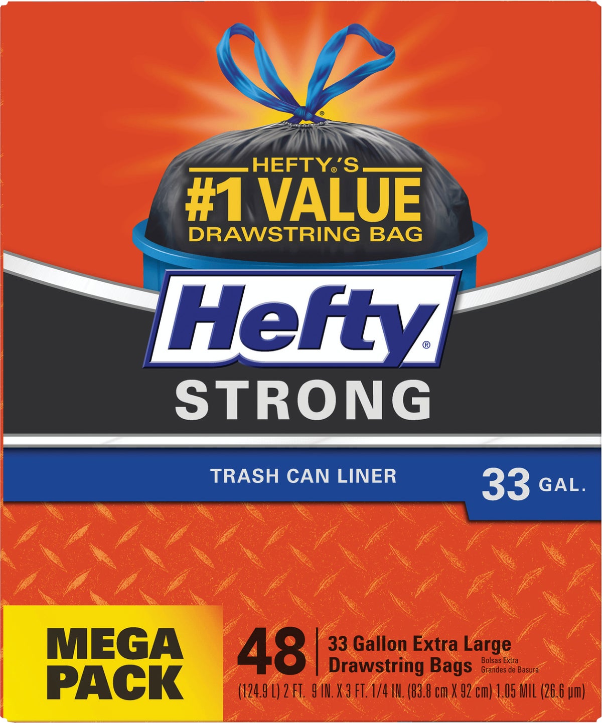 Hefty Strong Large Trash Bags - 33 Gallon, 48 Count 48