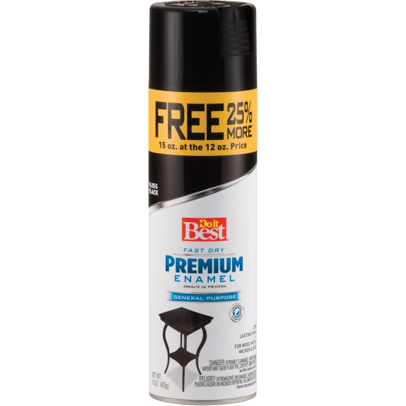 Do it Best Premium Enamel Bonus Can Spray Paint 15 Oz., Black