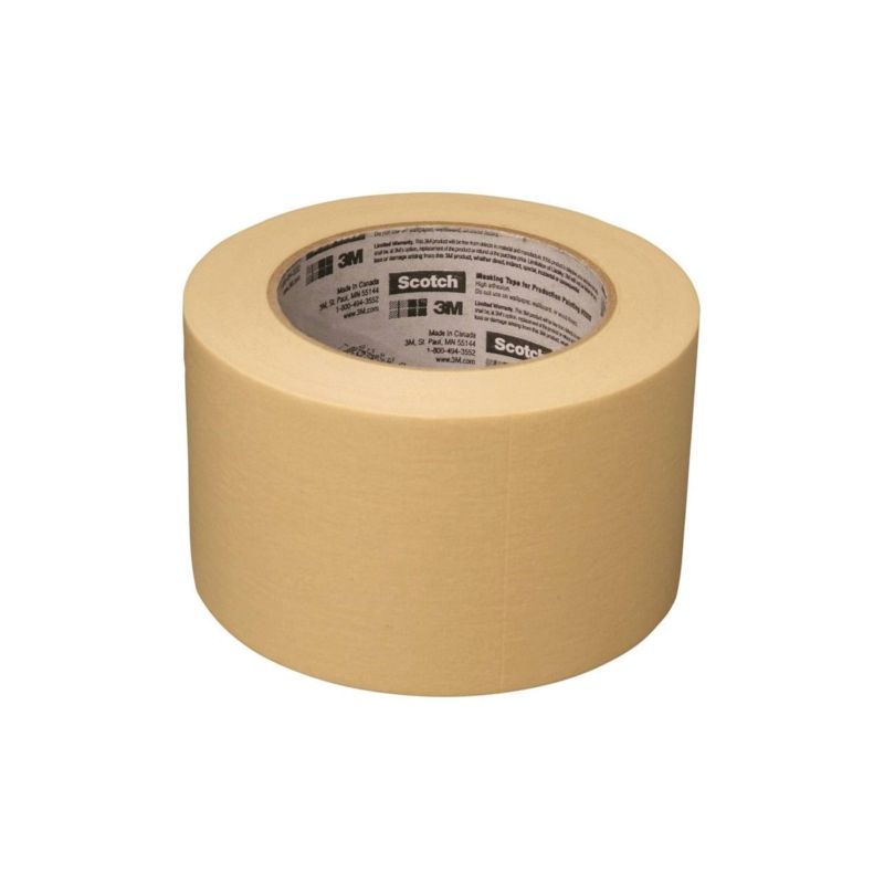 Scotch 2020-3A-BK Masking Tape, 60 yd L, 3 in W, Crepe Paper Backing, Beige Beige