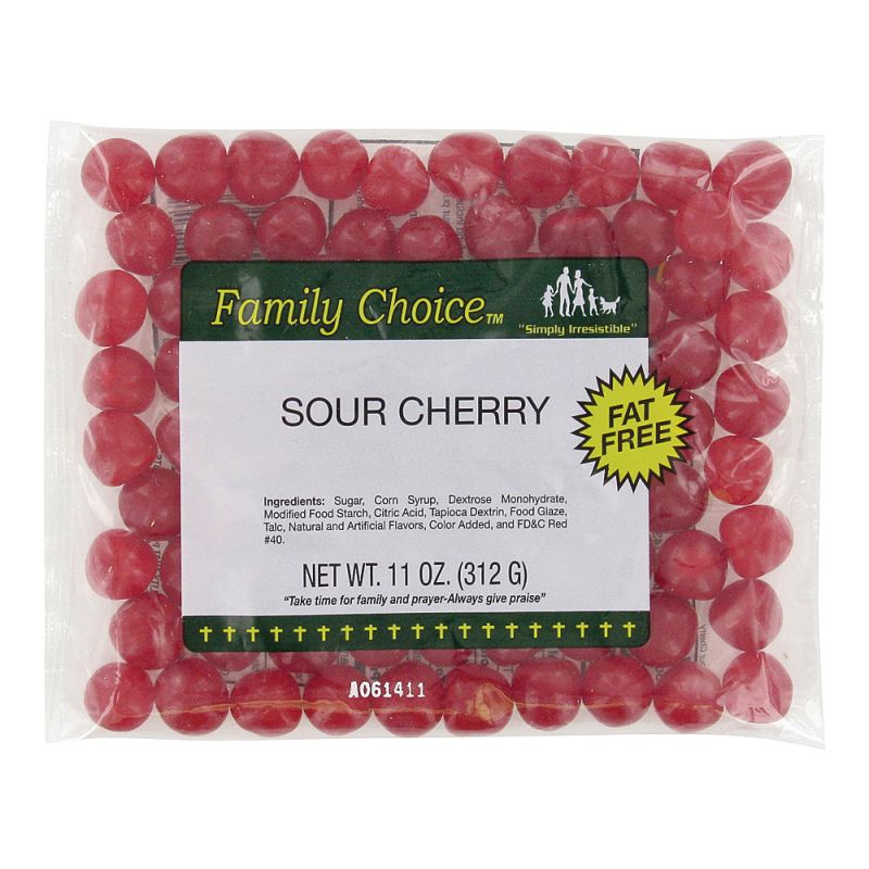 Family Choice 1131 Sour Candy, Cherry Flavor, 8 oz