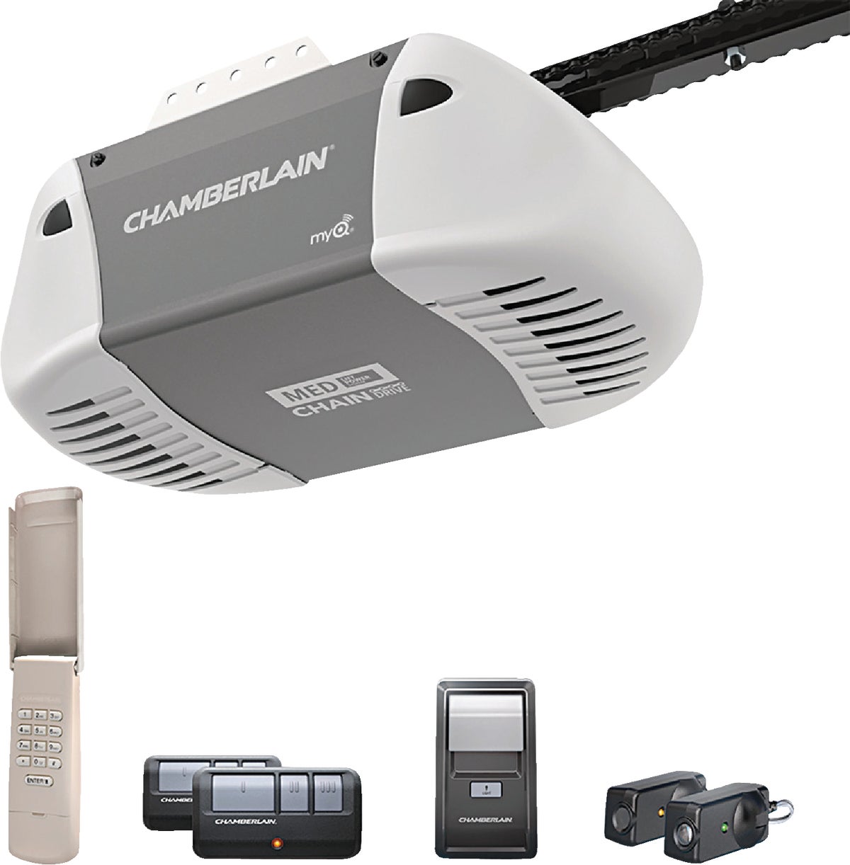 CHAMBERLAIN C2102 Chain Drive Garage Door Opener with Wireless Remote Contr - 1
