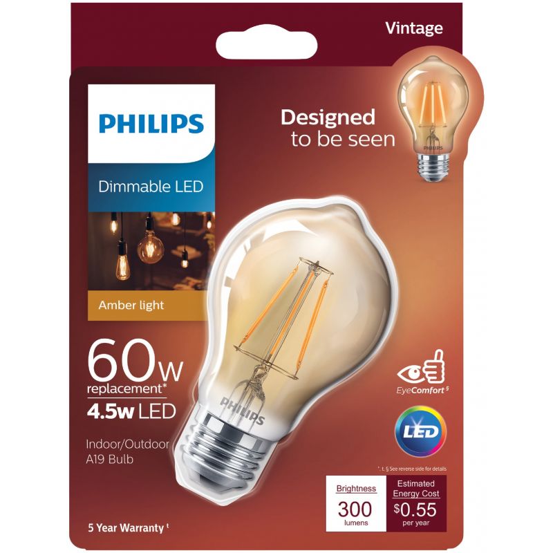 Philips Vintage Edison A19 Medium LED Decorative Light Bulb