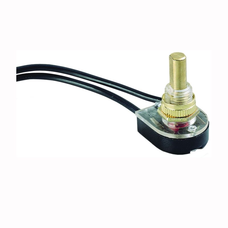 Gardner Bender GSW-25 Pushbutton Switch, 1/3/6 A, 125/250 V, SPST, Lead Wire Terminal, Plastic Housing Material, Chrome Chrome
