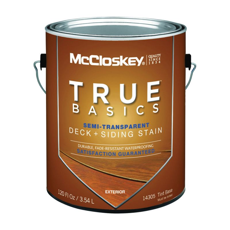 McCloskey True Basics 07 Deck and Siding Stain, Tint Base, Liquid, 3.5 L Tint Base