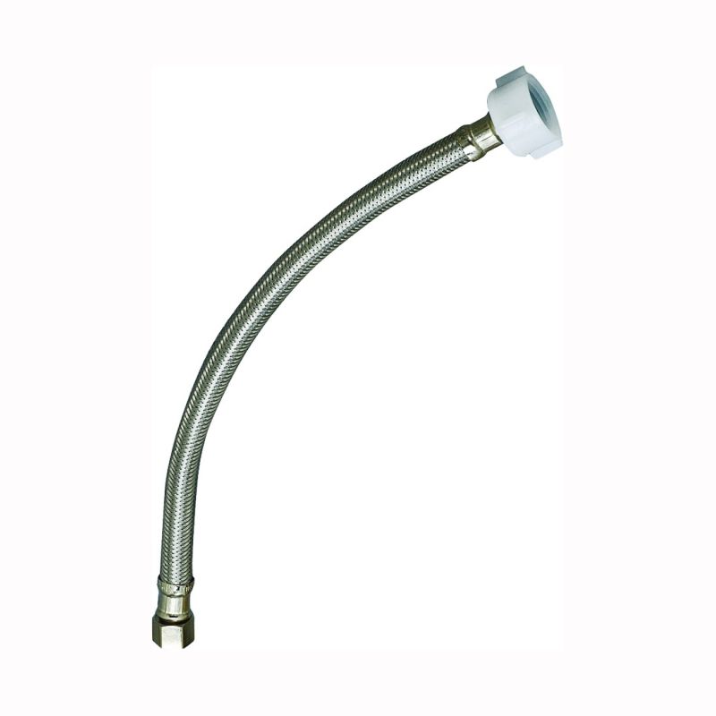 Plumb Pak EZ Series PP23812 Toilet Supply Tube, 1/2 in Inlet, Compression Inlet, 7/8 in Outlet, Ballcock Outlet, 12 in L