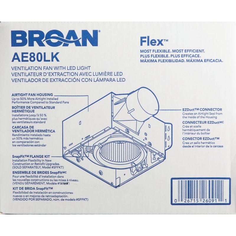 Broan CleanCOVER 80 CFM Bath Exhaust Fan White