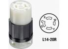 Leviton Industrial Grade Locking Cord Connector Black/White, 20