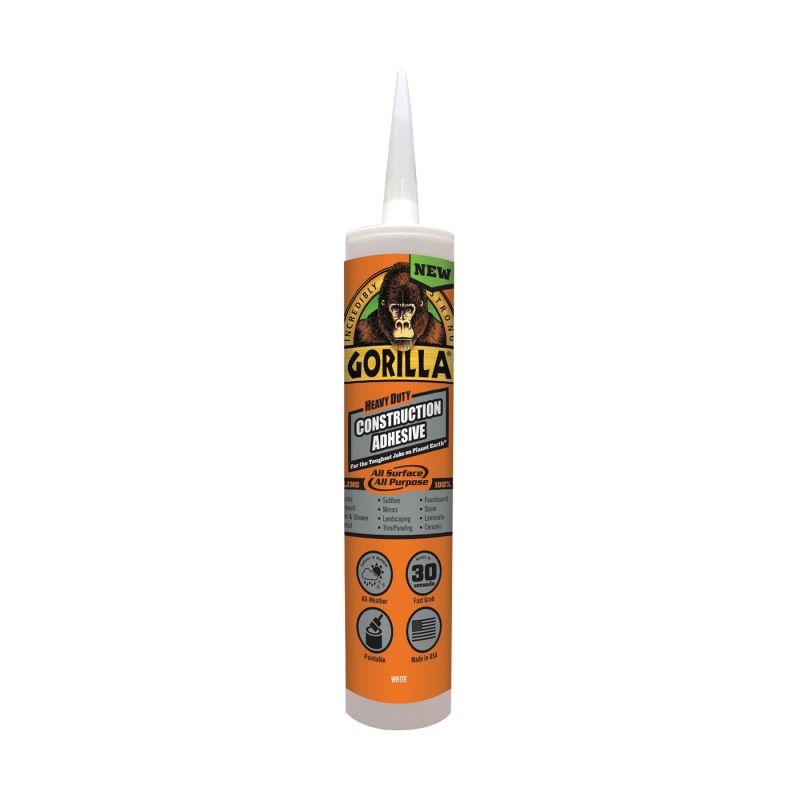 Gorilla 8010003 Construction Adhesive, White, 9 oz Cartridge White