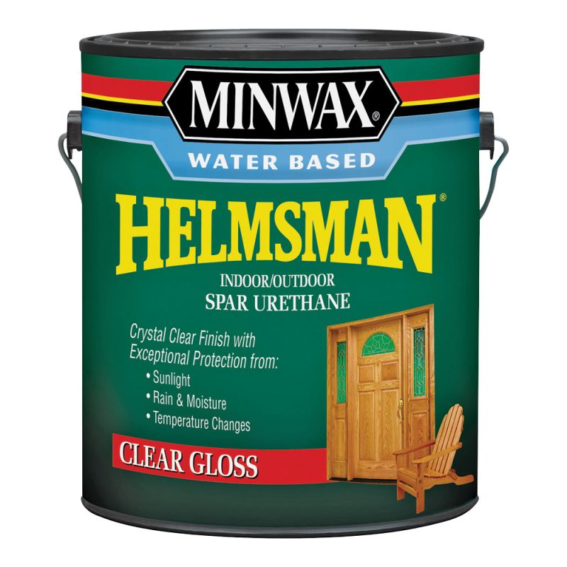 Minwax Helmsman 710500000 Spar Varnish, Gloss, Crystal Clear, Liquid, 1 gal, Can Crystal Clear